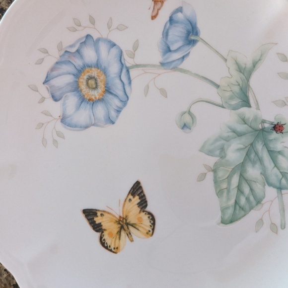 LENOX salad plate Butterfly Meadow Monarch ladybug flower spring Easter scallop - Picture 5 of 6